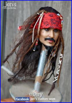 1/6 Hot CUSTOM toys Jack Sparrow Pirates of the Caribbean action figure head dx