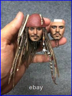 1/6 Hot Toys DX06 Pirates Of The Caribbean Jack Sparrow Head Sculpt Face Figure