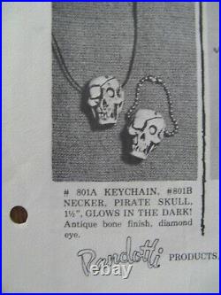 2 Vintage Rare Randotti Pirate Necker & Pirate Key Chain Randotti #801 Both Glow