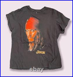 2004 DISNEY VTG Pirates of the Caribbean Johnny Depp Movie Promo T Shirt XL RARE