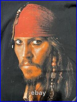 2004 DISNEY VTG Pirates of the Caribbean Johnny Depp Movie Promo T Shirt XL RARE