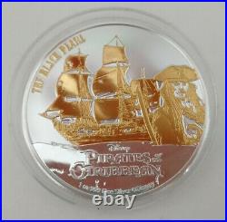 2021 Silver Black Pearl Pirates of the Caribbean Nieu 1Oz 999 24k Gilded Edition