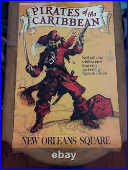 ATTRACTION POSTER 36x54 Pirates of the Caribbean 1967 Rare 50th D23 Prop Disney