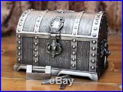 Big Size Pirates of the Caribbean Treasure Chest with Lock 2 Layers Jewelry Box