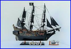 Black Pearl Ship Model Pirates Of The Caribbean Aquarium Decor Wooden Model Boat