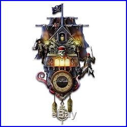 Bradford Exchange Disney Pirates Of The Caribbean Illuminated Wall Clock NEW