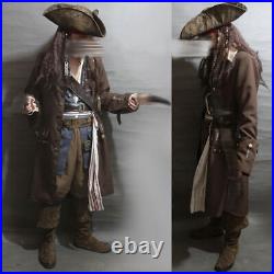 Captain Jack Sparrow Costume Outfits Pirates of the Caribbean Halloween Cosplay