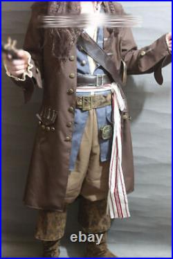 Captain Jack Sparrow Costume Outfits Pirates of the Caribbean Halloween Cosplay