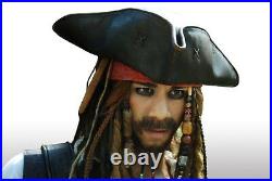 Captain Jack Sparrow Pirate Hat Replica Leather Tricorn Tricorner Costume