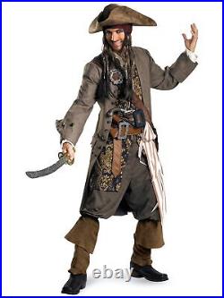 Captain Jack Sparrow Theatrical Pirates Of The Caribbean Mens Costume Plus 2XL