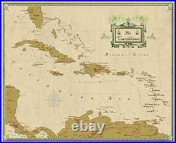 Caribbean and West Indies Wall Map Mural and Poster Modern Day Antique Edition