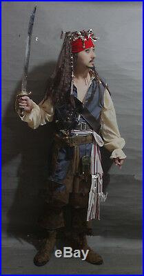 Customized Pirates Of the Caribbean Captain Jack Sparrow Cosplay Full Costume