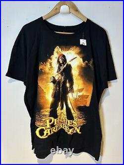 DISNEY STORE Pirates of the Caribbean Johnny Depp JACK SPARROW T Shirt RARE 2004