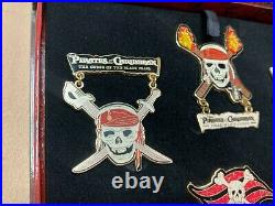 Dcl- Pirates Of The Caribbean- Logo, Skull 4 Pin Boxed Le 500 Set Disney