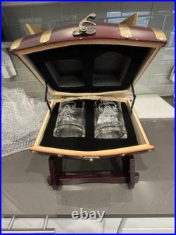 Disney Arribas Brothers Pirates of the Caribbean BARREL and 2 Glasses Rare