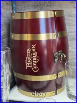 Disney Arribas Brothers Pirates of the Caribbean BARREL and 2 Glasses Rare