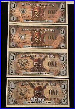 Disney Dollars Pirates Of The Caribbean Mixed Set Uncir. (Sold As Lot Only/Read)