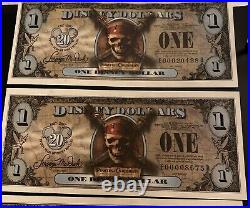 Disney Dollars Pirates Of The Caribbean Mixed Set Uncir. (Sold As Lot Only/Read)