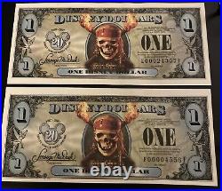 Disney Dollars Pirates Of The Caribbean Mixed Set Uncir. (Sold As Lot Only/Read)