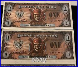 Disney Dollars Pirates Of The Caribbean Mixed Set Uncir. (Sold As Lot Only/Read)