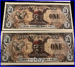 Disney Dollars Pirates Of The Caribbean Mixed Set Uncir. (Sold As Lot Only/Read)