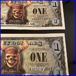 Disney Dollars Pirates Of The Caribbean Mixed Set Uncir. (Sold As Lot Only/Read)