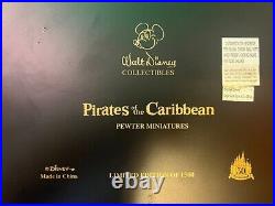 Disney PIRATES OF THE CARIBBEAN Miniature Pewter Set DISNEYLAND's 50TH Box + COA