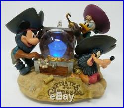 Disney Parks PIRATES OF THE CARIBBEAN MICKEY Light Up Treasure Snow Globe 4.5