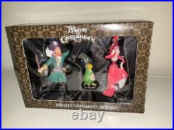 Disney Parks Pirates Of The Caribbean Ornament 3-Set Auctioneer, Red Head Parrot