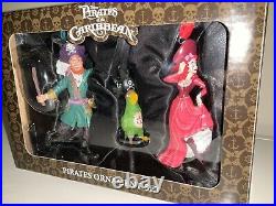 Disney Parks Pirates Of The Caribbean Ornament 3-Set Auctioneer, Red Head Parrot