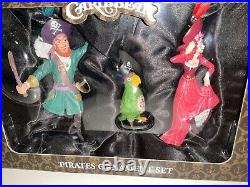 Disney Parks Pirates Of The Caribbean Ornament 3-Set Auctioneer, Red Head Parrot