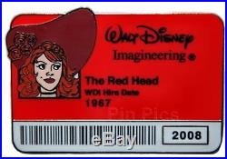 Disney Pin 66863 WDI I. D. Badge Red Head Error Pirates of the Caribbean Cast