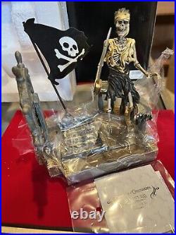 Disney Pirates Of The Caribbean 7 Seas Lagoonskeleton At The Helm Pocket Watch