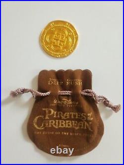 Disney Pirates Of The Caribbean Curse Black Pearl Gold Coin Movie Prop COA RARE