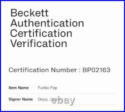 Disney Pirates Of The Caribbean Jack Sparrow #1482 Signed By Johnny Depp Funko