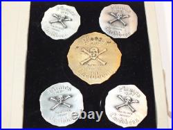 Disneyland Pirates Of The Caribbean Coin 5 Collector Coins 65th Anniversary Set