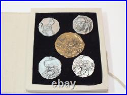 Disneyland Pirates Of The Caribbean Coin 5 Collector Coins 65th Anniversary Set