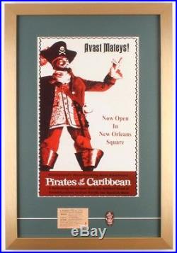 Disneyland Pirates of the Caribbean 17x25 Custom Framed Ad Print withTicket & Coin