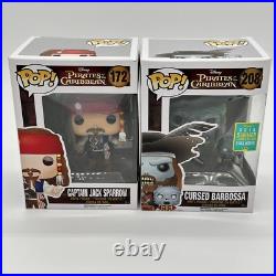 Funko Pop Disney Pirates of The Caribbean Cursed Barbossa 208 & Jack Sparrow 172
