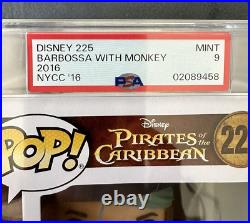 Funko Pop! Pirates Of The Caribbean Barbossa With Monkey #225 2016 NYCC PSA 9