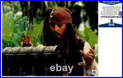 JOHNNY DEPP SIGNED 8x10 PHOTO #1 PIRATES OF THE CARIBBEAN BECKETT BAS COA