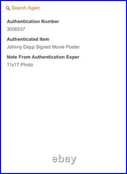JOHNNY DEPP SIGNED'Pirates Of The Caribbean' 11X17 PHOTO AUTO COA