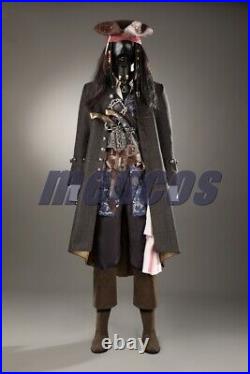 Jack Sparrow Costume cosplay Suit Pirates of the Caribbean Full set