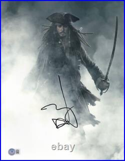Johnny Depp Signed Autograph Pirates Of The Caribbean 11x14 Photo Beckett BAS Johnny Depp Signed Autograph Pirates Of The Caribbean 11x14 Photo Beckett BAS
