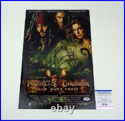 Johnny Depp Signed Autograph Pirates of The Caribbean Movie Poster PSA/DNA COA A