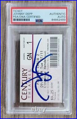 Johnny Depp Signed Pirates Of The Caribbean 2 Movie Ticket Slabbed Auto PSA