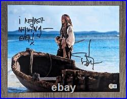 Johnny Depp Signed Pirates of the Caribbean Jack Sparrow With Quote 11x14 Photo