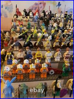 Lego Star Wars Minifigures Lot Mini Figure Must See Over 400 pieces + Stands