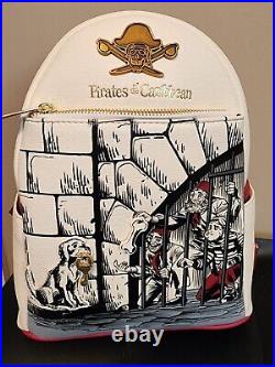 Loungefly Disney Pirates of the Caribbean Jail Dog Key Scene Backpack & Ears NWT