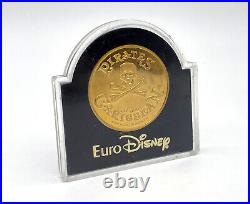 MEDAL COIN / PIRATES OF THE CARIBBEAN /EURODISNEY / TOKEN / Gilded 24 carat gold